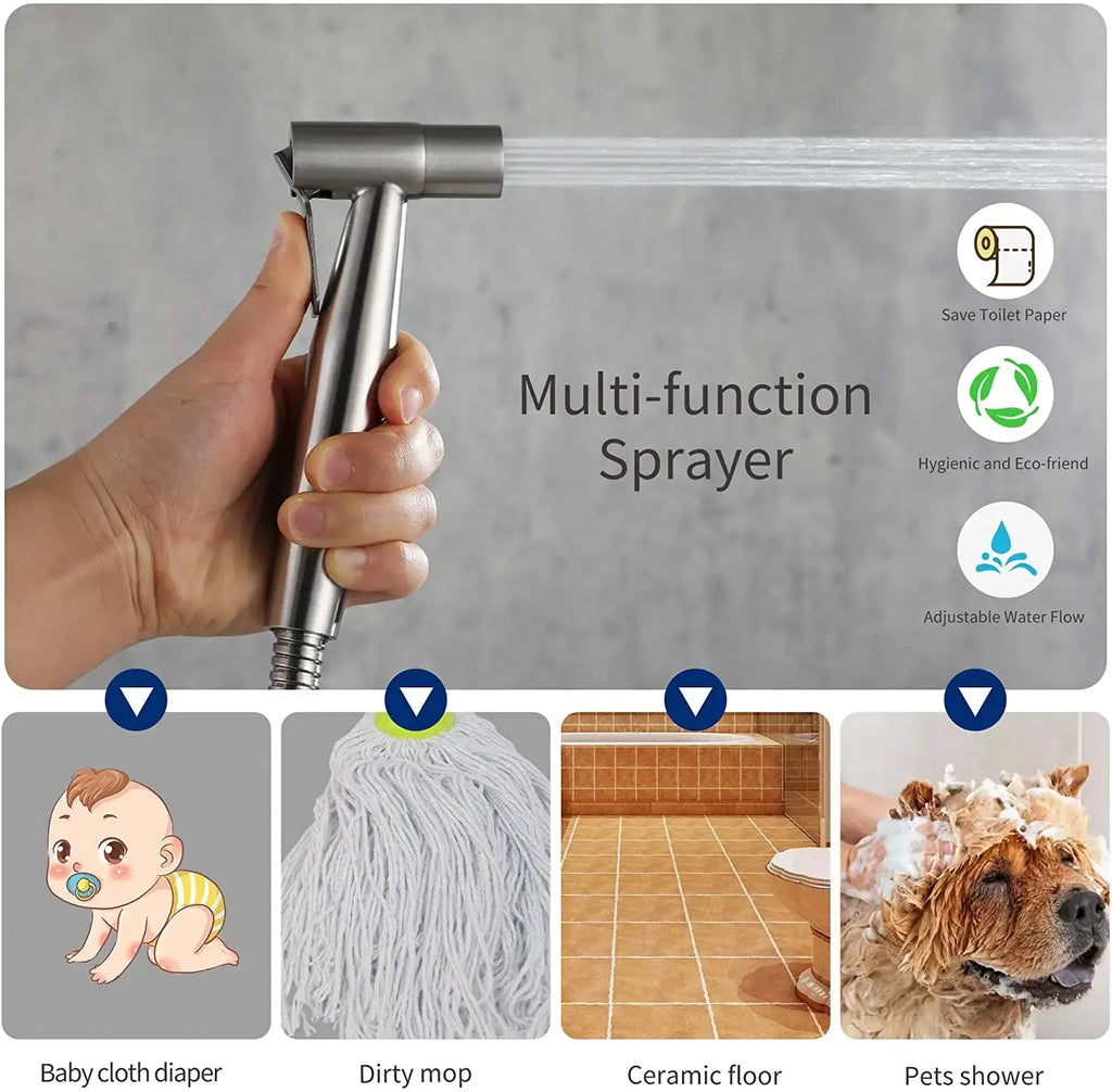 Stainless Steel Handheld Bidet Sprayer Set – Premium Self-Cleaning Bathroom Faucet Noels Strive