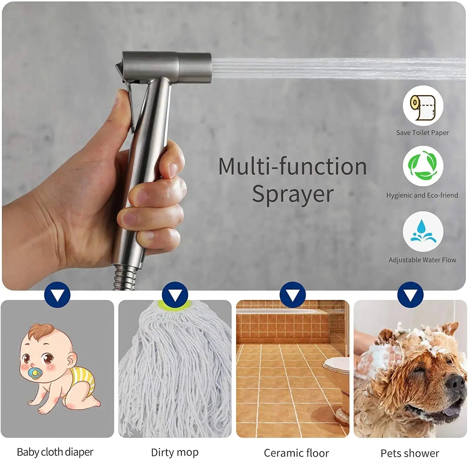 Stainless Steel Handheld Bidet Sprayer Set – Premium Self-Cleaning Bathroom Faucet Noels Strive