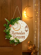 Floral Ramadan Kareem Hanging Door Sign – Moon & Star Lantern Decor for Home Noels Strive