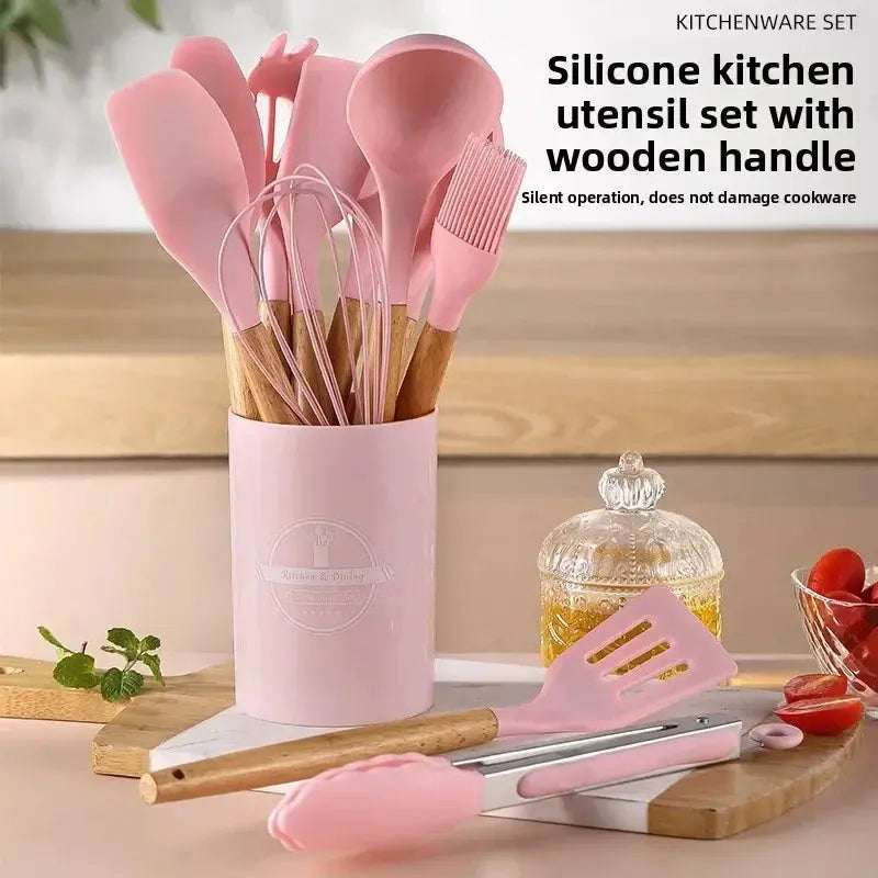 Premium 12-Piece Silicone Kitchen Utensil Set – Non-Stick Tools with Wooden Handles Noels Strive