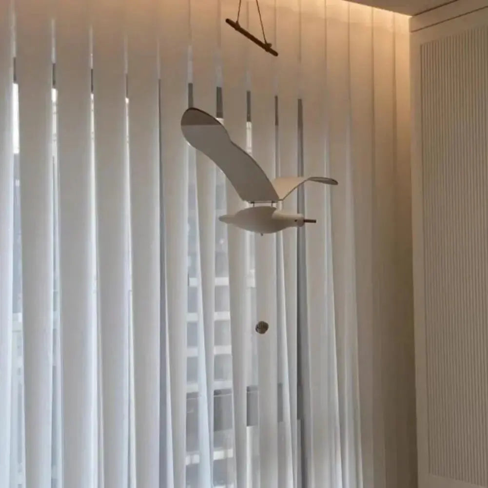 Handcrafted Natural Wood Flying Seagull - Hanging Mobile Decor for Nursery & Kids Noels Strive