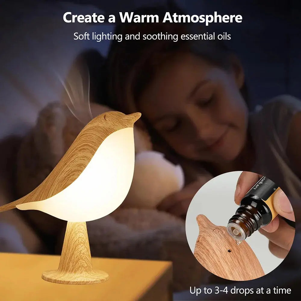 3-Color LED Cordless Bird Night Light – Dimmable Touch Control Living Room Lamp Noels Strive