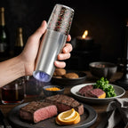 Automatic Electric Salt & Pepper Grinder Set – Adjustable Spice Mill with LED Light Noels Strive