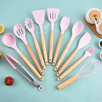 Premium 12-Piece Silicone Kitchen Utensil Set – Non-Stick Tools with Wooden Handles Noels Strive