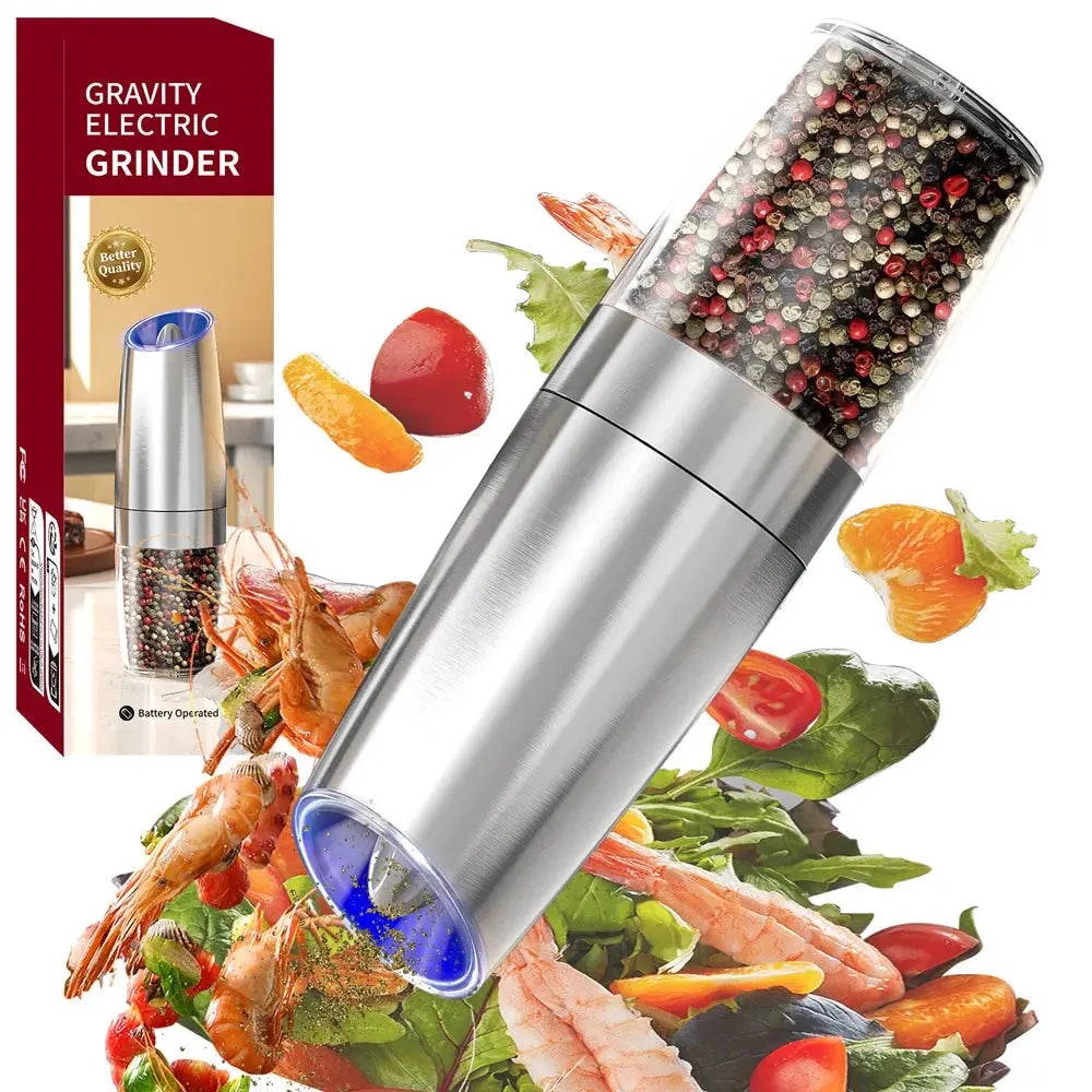 Automatic Electric Salt & Pepper Grinder Set – Adjustable Spice Mill with LED Light Noels Strive