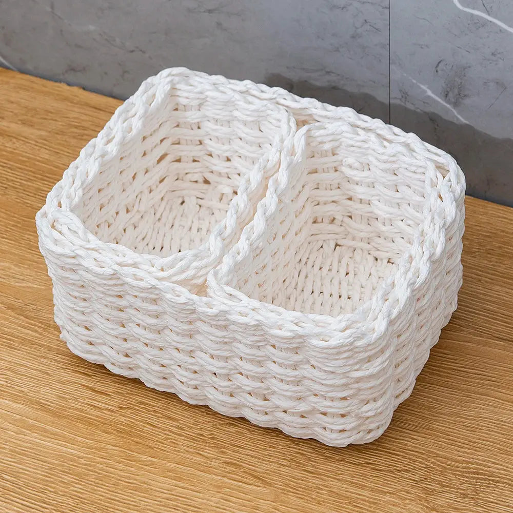 Handmade 3-Piece Woven Paper Rope Baskets – Decorative Round Storage Home Noels Strive