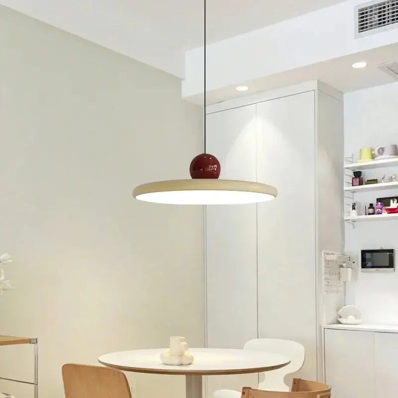 Nordic Cream Flying Saucer Pendant Light – Modern Hanging Lamp for Bedroom & Dining Noels Strive