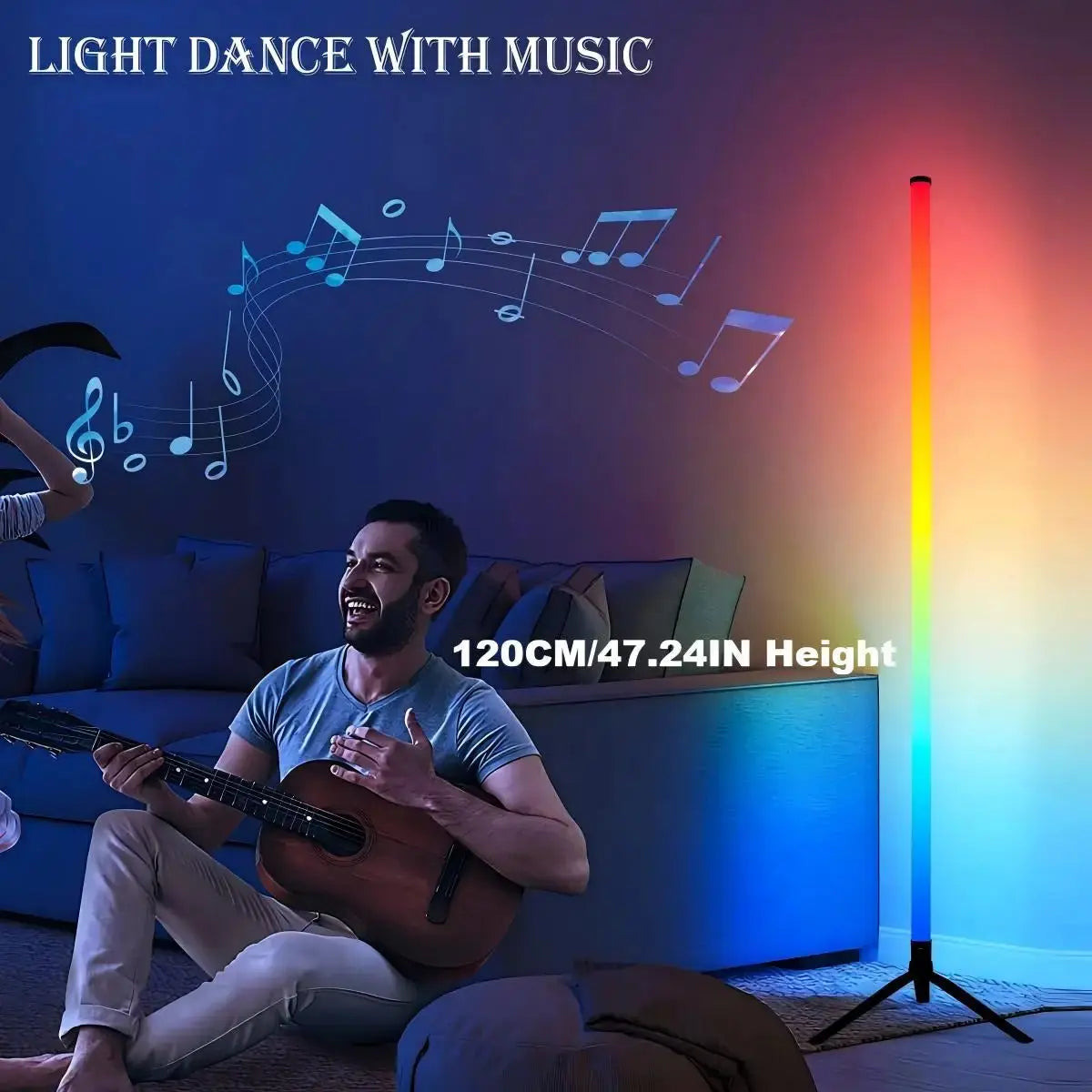 Smart APP Control Corner Floor Lamp – RGB Music Sync Standing Light for Living Room Noels Strive