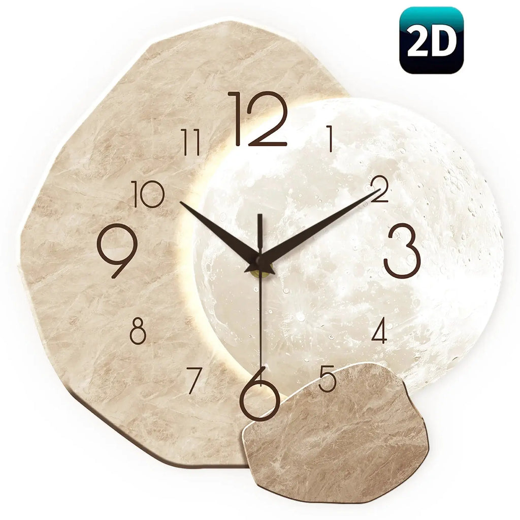 Modern Minimalist Moon Wall Clock – Silent Quartz Wooden Decor for Living Room Noels Strive
