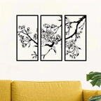 Modern 3-Piece Peach Blossom Metal Wall Art – Elegant Floral Decor for Home & Office Noels Strive