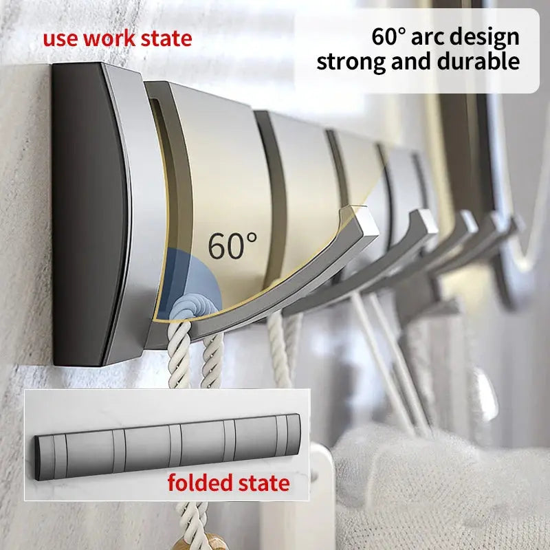 Modern Folding Door Hooks – Nail-Free Wall Rack for Towels, Coats & Kitchen Gear Noels Strive