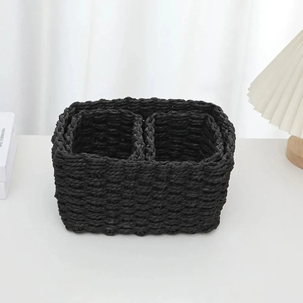 Handmade 3-Piece Woven Paper Rope Baskets – Decorative Round Storage Home Noels Strive