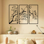 Modern 3-Piece Peach Blossom Metal Wall Art – Elegant Floral Decor for Home & Office Noels Strive
