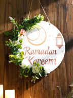 Floral Ramadan Kareem Hanging Door Sign – Moon & Star Lantern Decor for Home Noels Strive
