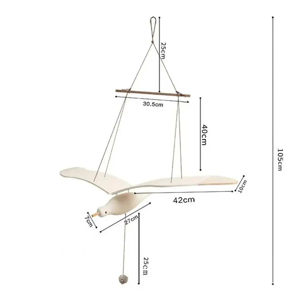 Handcrafted Natural Wood Flying Seagull - Hanging Mobile Decor for Nursery & Kids Noels Strive