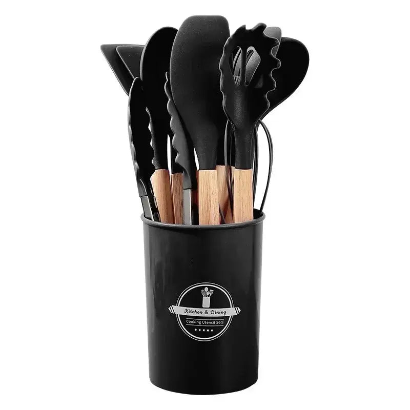 Premium 12-Piece Silicone Kitchen Utensil Set – Non-Stick Tools with Wooden Handles Noels Strive