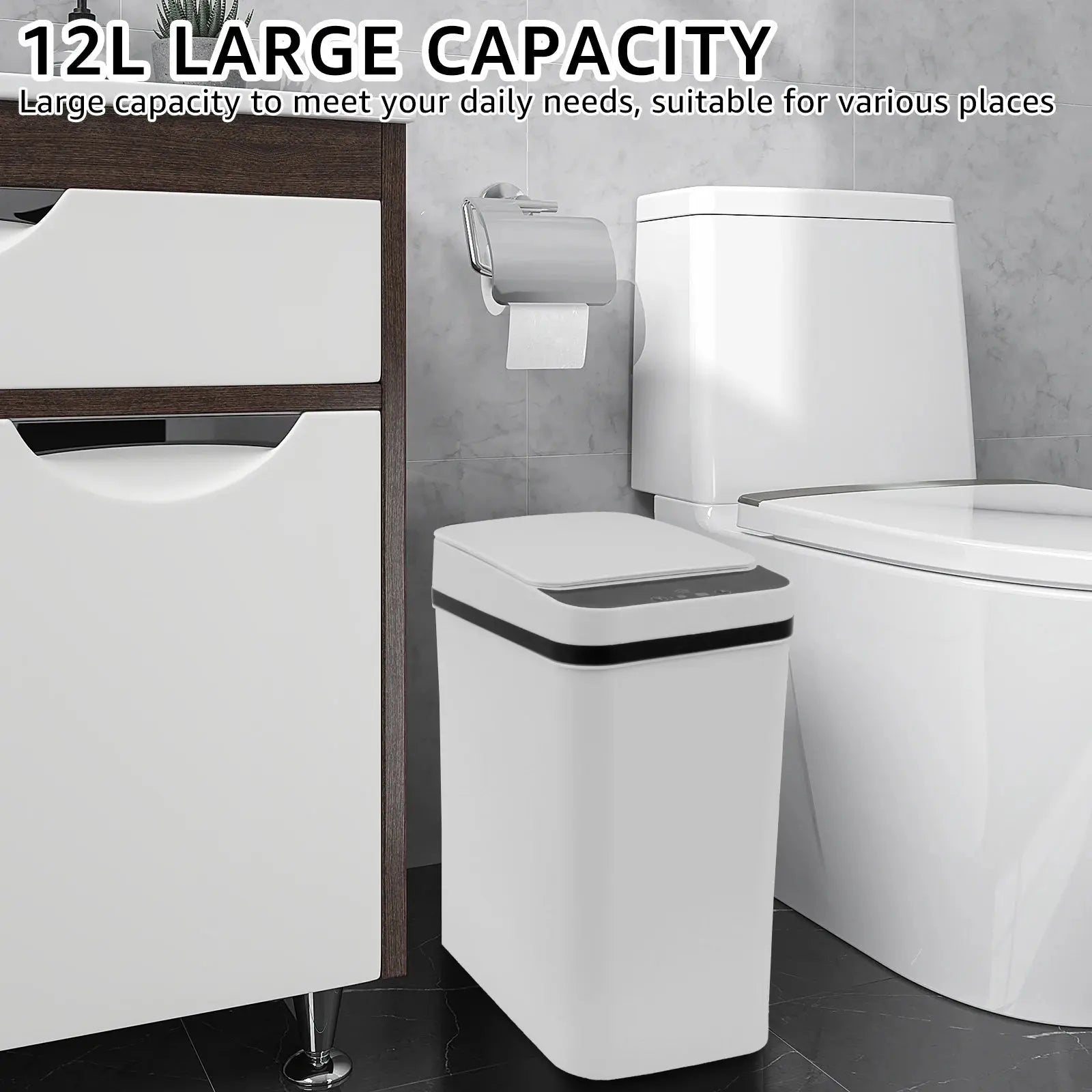 Smart 12L Touchless Infrared Trash Can – Waterproof Automatic Bin for Kitchen & Bath Noels Strive