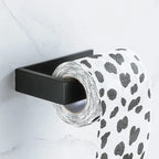 Self-Adhesive Black Matt Stainless Steel Toilet Paper Holder – Square No-Drill Tissue Rack Noels Strive