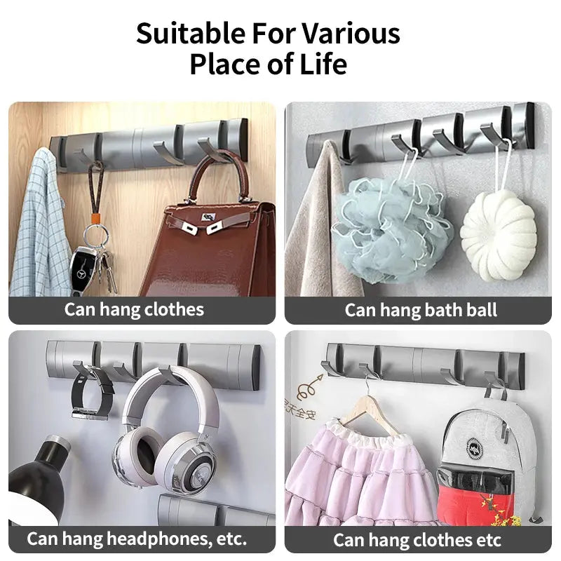 Modern Folding Door Hooks – Nail-Free Wall Rack for Towels, Coats & Kitchen Gear Noels Strive