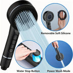 High Pressure 4-Mode Self-Cleaning Shower Head – Massage Silicone Brush & Filter Noels Strive