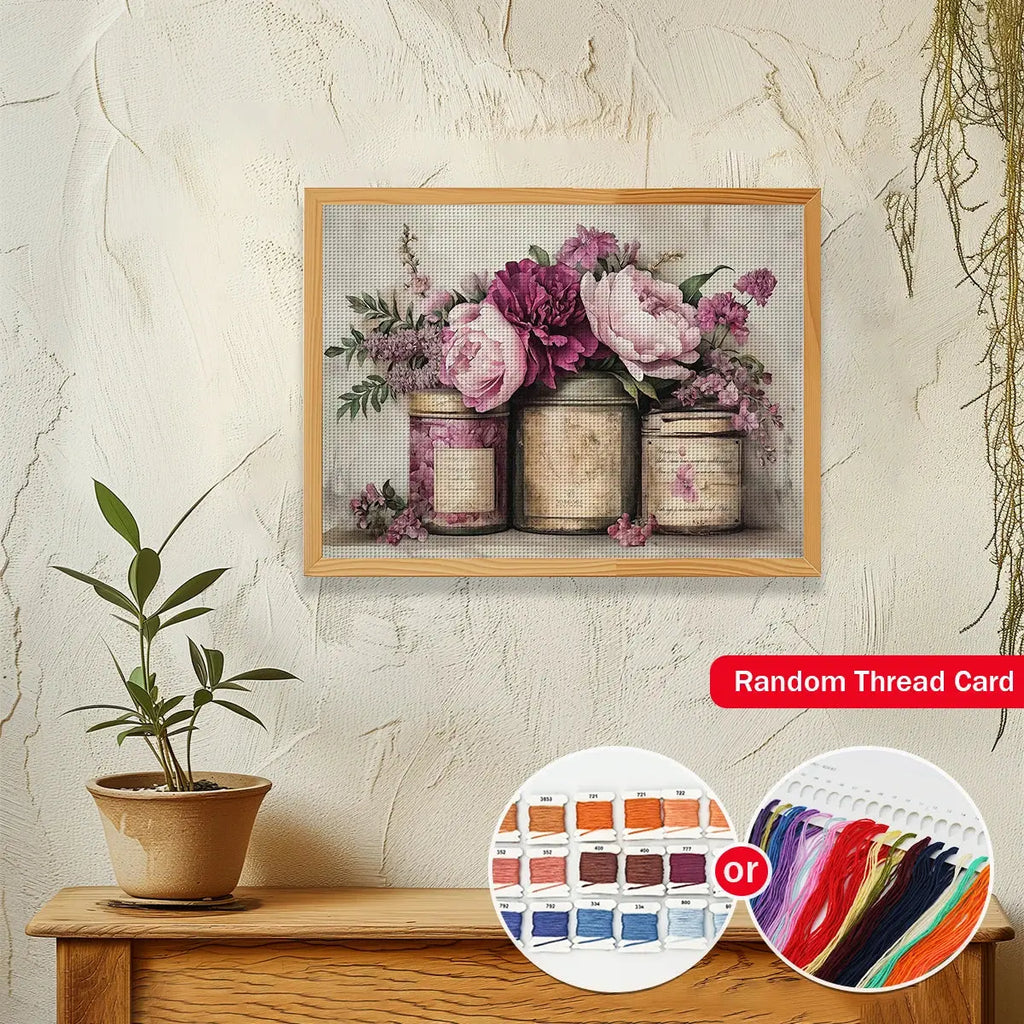 Vintage Sewing Machine Stamped Cross Stitch Kit – DIY Embroidery Set for Adult Beginners Noels Strive