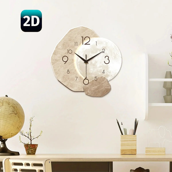 Modern Minimalist Moon Wall Clock – Silent Quartz Wooden Decor for Living Room Noels Strive
