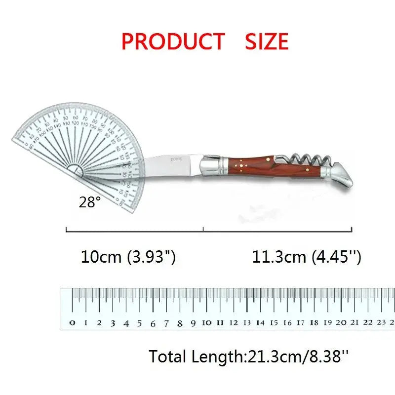 Laguiole Folding Pocket Knife – Portable Stainless Steel Steak Knife with Corkscrew Noels Strive