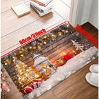 Christmas Snow Scene Kitchen Rug Set – 2-Piece Holiday Welcome Mat for Living Room Noels Strive