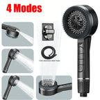 High Pressure 4-Mode Self-Cleaning Shower Head – Massage Silicone Brush & Filter Noels Strive