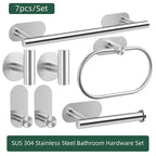 Premium 4-Piece Brushed Nickel Bathroom Set – 304 Stainless Steel Towel Bar & Hardware Noels Strive