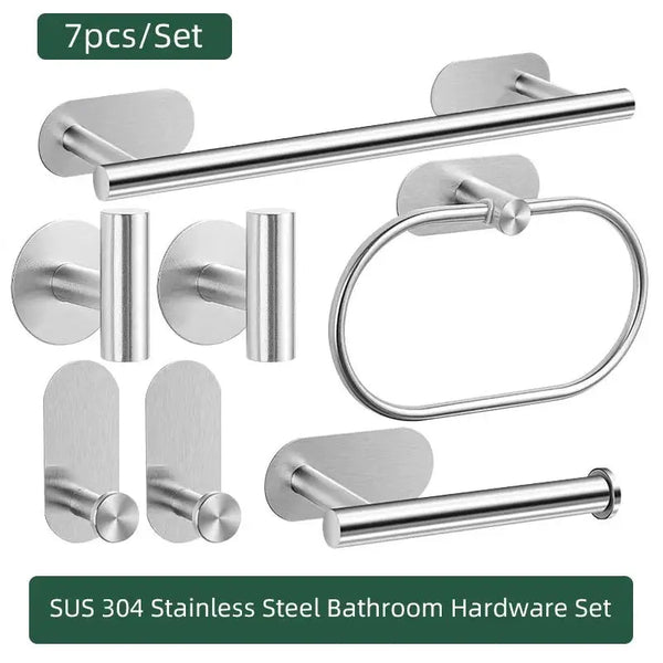 Premium 4-Piece Brushed Nickel Bathroom Set – 304 Stainless Steel Towel Bar & Hardware Noels Strive