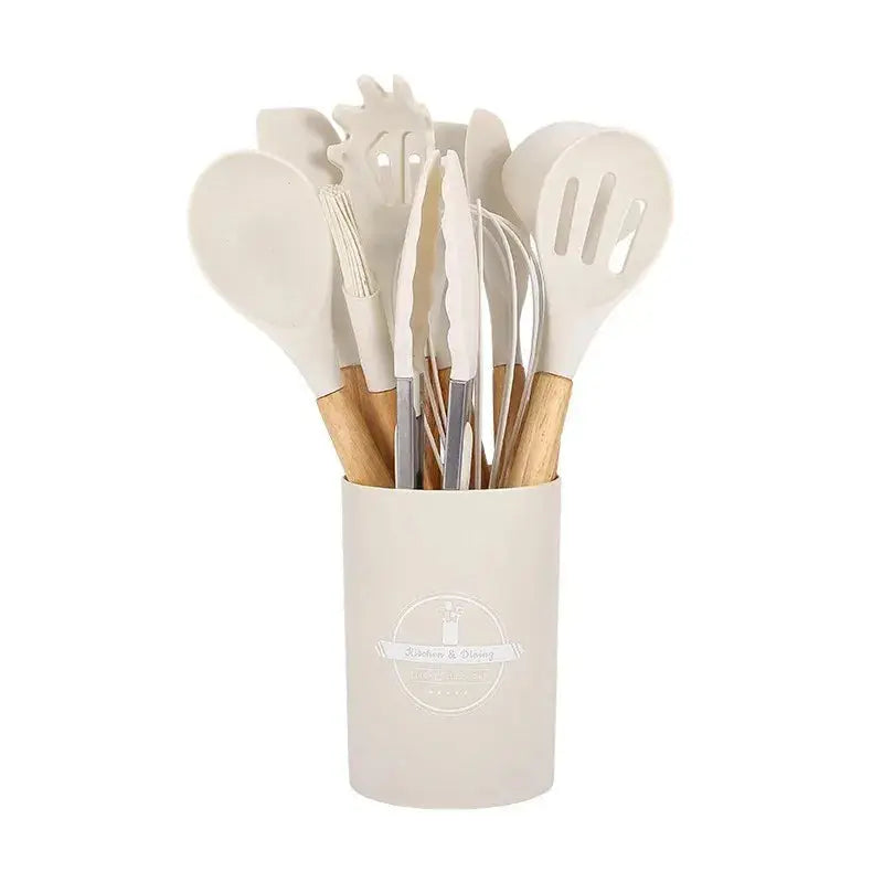 Premium 12-Piece Silicone Kitchen Utensil Set – Non-Stick Tools with Wooden Handles Noels Strive