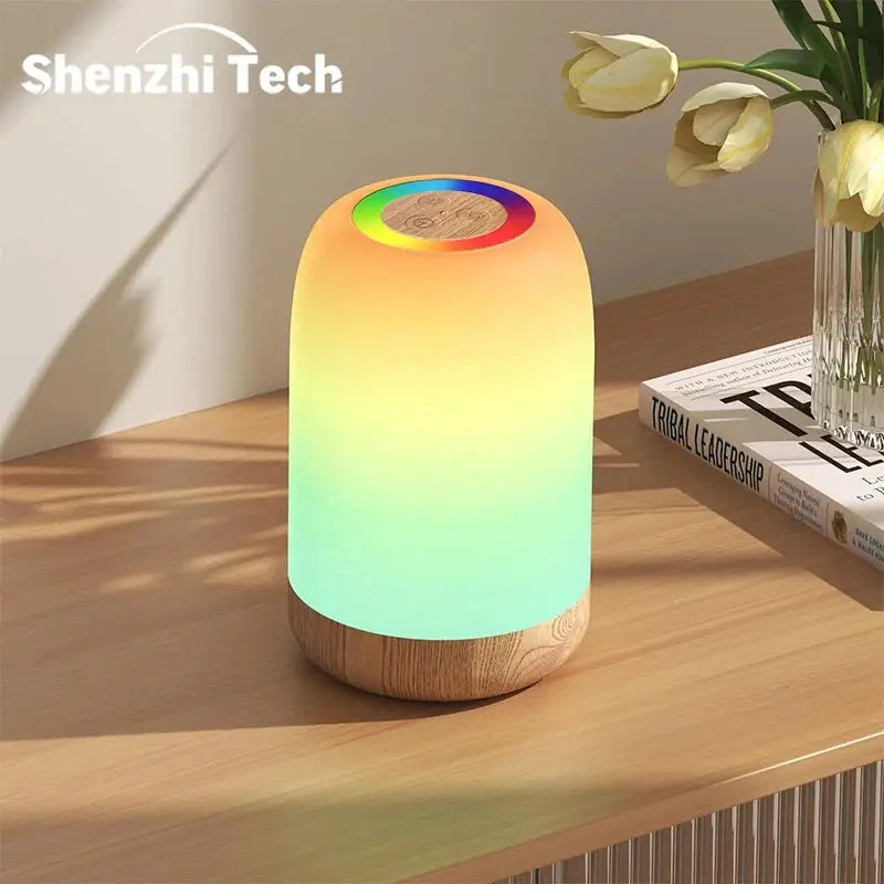 Dimmable RGB LED Touch Lamp – Wood Grain Table Light with Timer for Bedroom Noels Strive