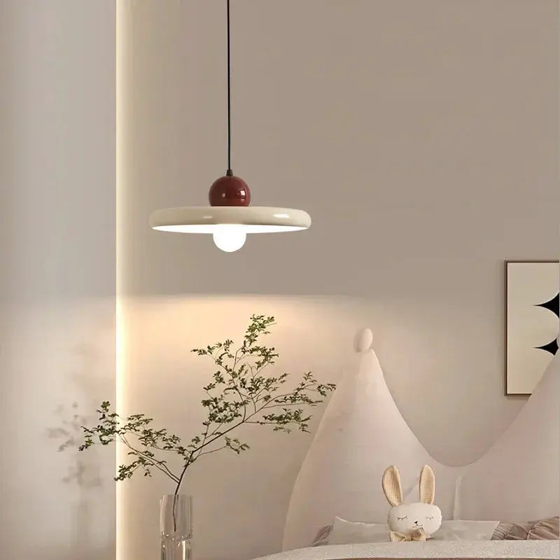 Nordic Cream Flying Saucer Pendant Light – Modern Hanging Lamp for Bedroom & Dining Noels Strive