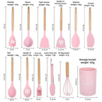Premium 12-Piece Silicone Kitchen Utensil Set – Non-Stick Tools with Wooden Handles Noels Strive