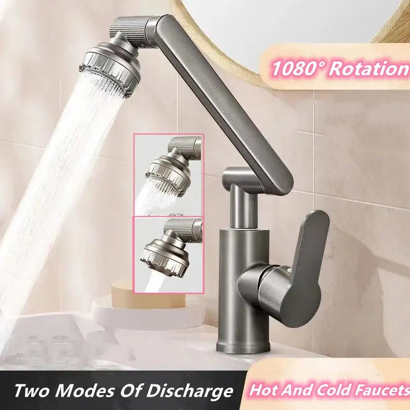 1080° Swivel Multifunction Basin Faucet – Dual Mode Hot & Cold Tap for Bathroom Noels Strive