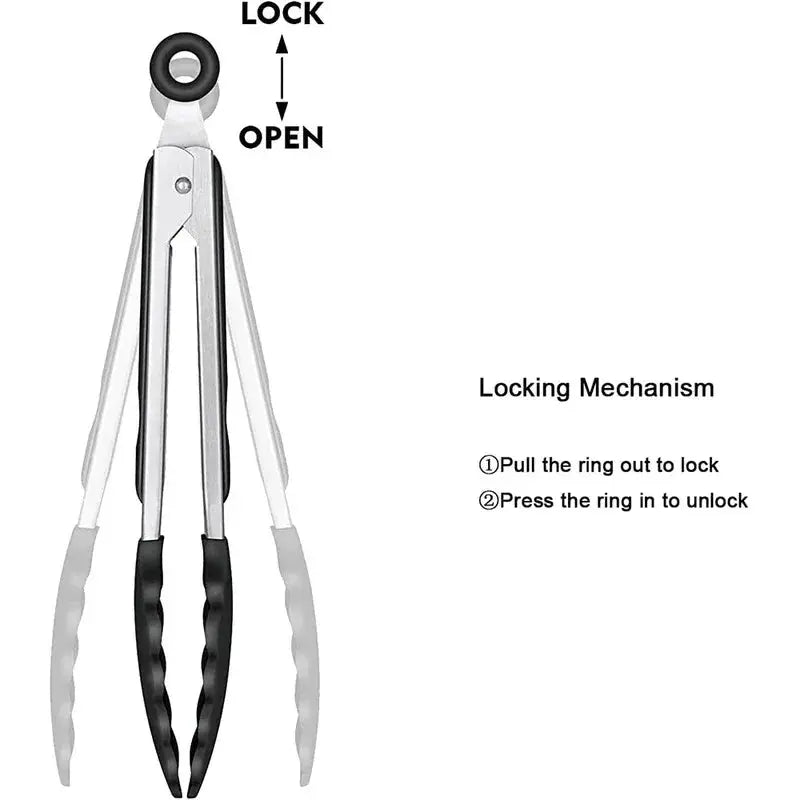 Premium Silicone Kitchen Tongs – Non-Stick Heat Resistant Serving Tongs for BBQ & Salad Noels Strive