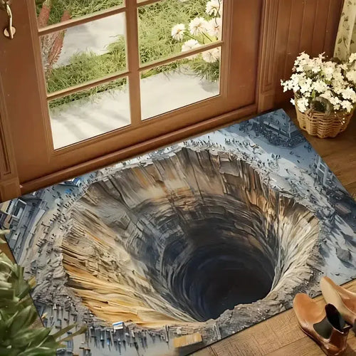 3D Visual Illusion City Pit Doormat – Realistic Non-Slip Entrance Mat for Home Living Room Noels Strive