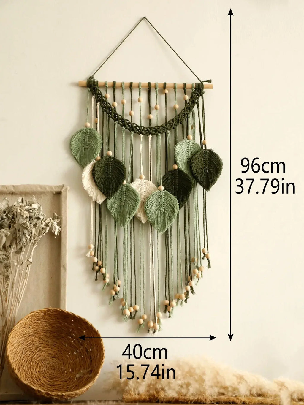 Handmade Boho Leaf Macrame Tapestry – Aesthetic Wall Art Decor for Home & Bedroom Noels Strive
