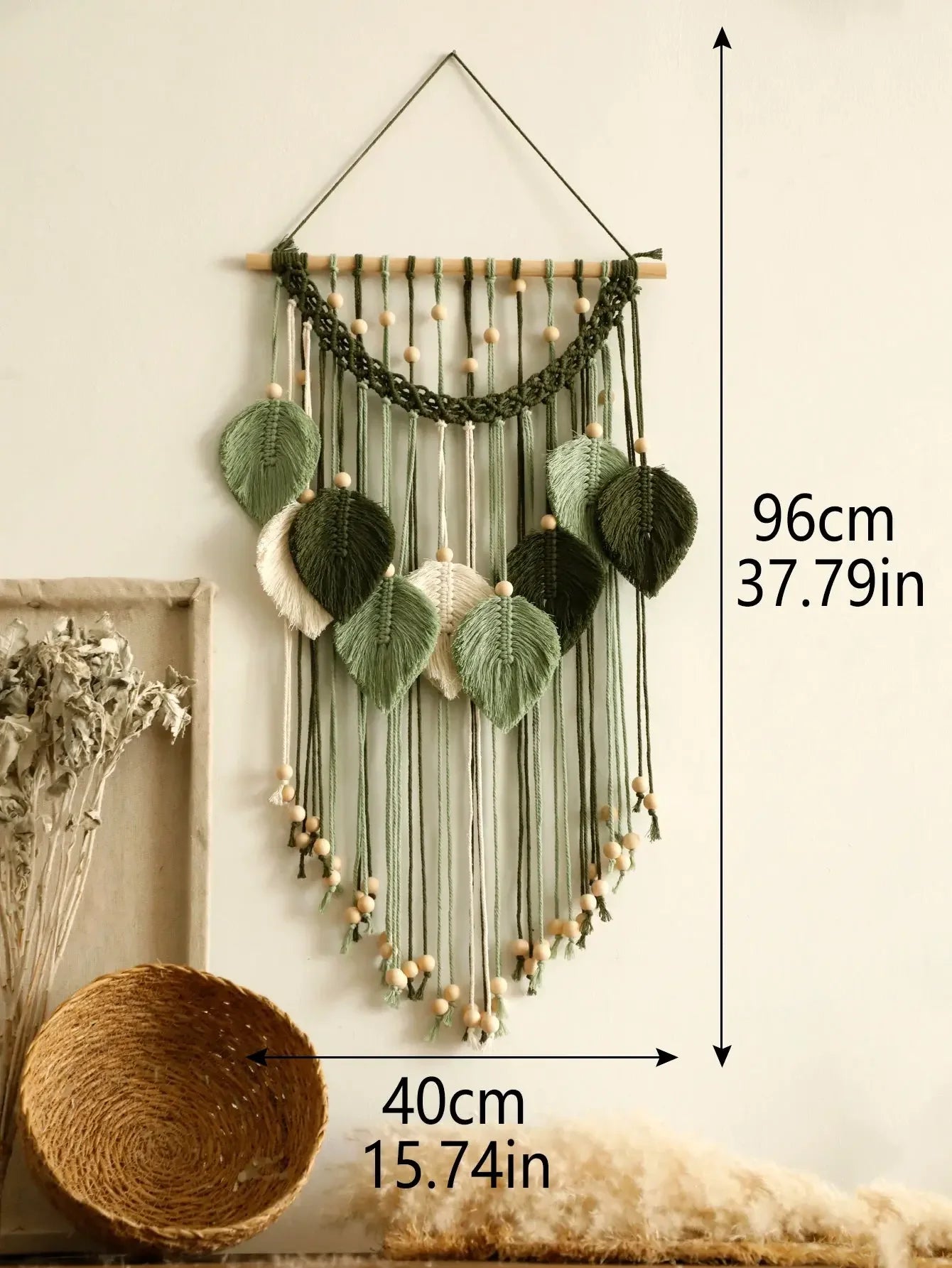 Handmade Boho Leaf Macrame Tapestry – Aesthetic Wall Art Decor for Home & Bedroom Noels Strive