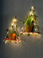 Wooden Leaf Floating Shelf with LED – Aesthetic Wall Display Stand for Living Room Noels Strive