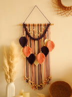 Boho Hand-Woven Multicolor Leaves Macrame – Nordic Wall Hanging with Wooden Noels Strive