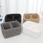 Handmade 3-Piece Woven Paper Rope Baskets – Decorative Round Storage Home Noels Strive