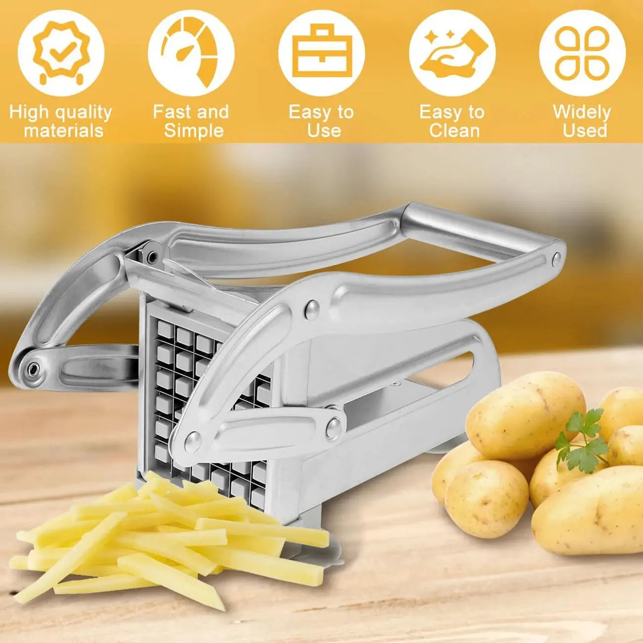 Stainless Steel French Fries Cutter – Manual Quick-Cut Potato Slicer for Home Kitchen Noels Strive