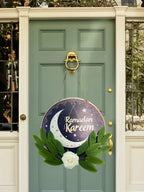 Floral Ramadan Kareem Hanging Door Sign – Moon & Star Lantern Decor for Home Noels Strive