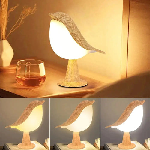 3-Color LED Cordless Bird Night Light – Dimmable Touch Control Living Room Lamp Noels Strive