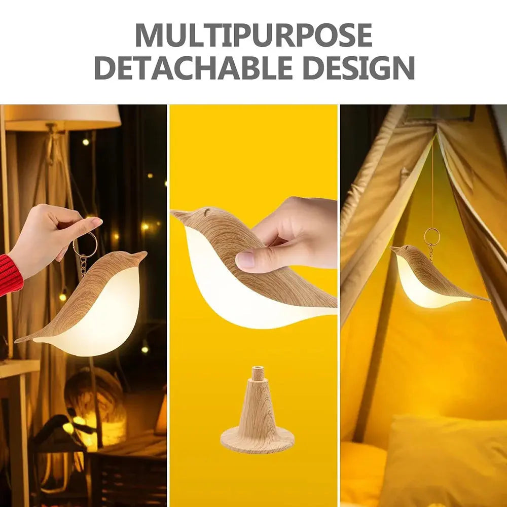 3-Color LED Cordless Bird Night Light – Dimmable Touch Control Living Room Lamp Noels Strive