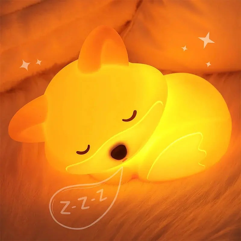 Rechargeable Squishy Silicone Fox Night Light – Dimmable Bedside Lamp for Nursery Noels Strive