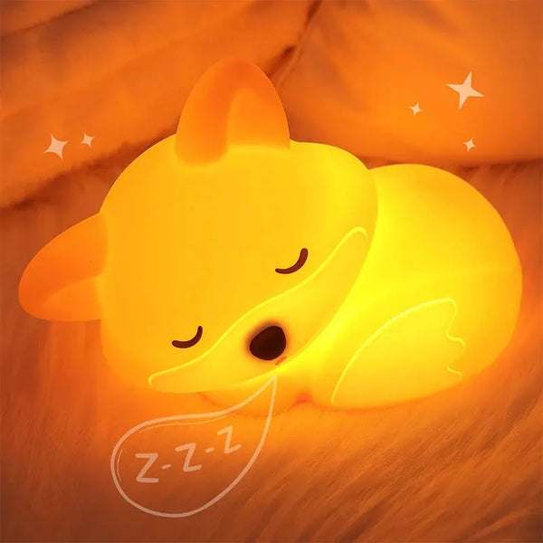 Rechargeable Squishy Silicone Fox Night Light – Dimmable Bedside Lamp for Nursery Noels Strive