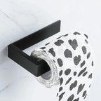 Self-Adhesive Black Matt Stainless Steel Toilet Paper Holder – Square No-Drill Tissue Rack Noels Strive